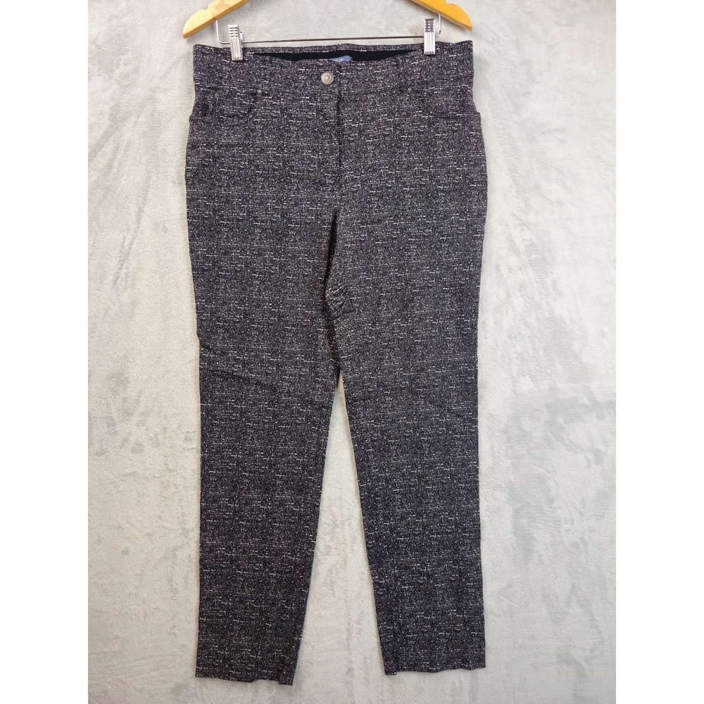 Verve Blues Stretch Ankle Pants Womens Size 14 Black White Splatter Straight Leg